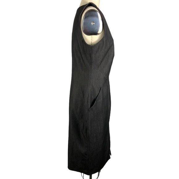 CALVIN KLEIN Zip Front Sheath Dress Pockets Grey 6 - Picture 4 of 7